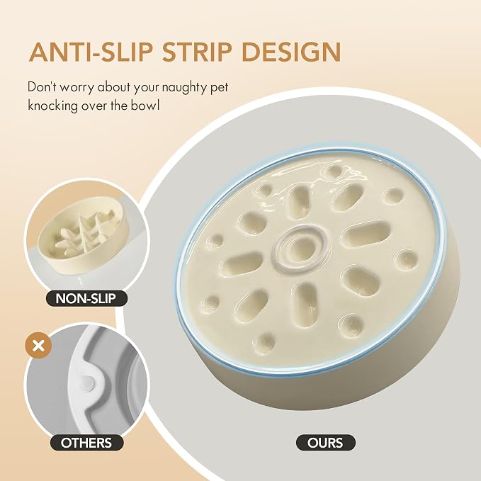 Havniva Elevated Slow Feeder Dog Bowls, Ceramic Dog Bowl Slow Feeder Set | 1.2 Cups Raised Slow Feeder Dog Bowl for Small Breed, 6.1” Dog Water Bowl with Wooden Stand, Puzzle Dog Food Bowl, Non-slip - Image 4