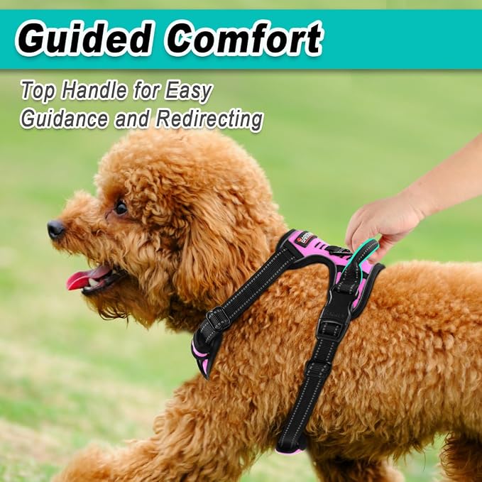 BARKBAY Dog Harness for Small Sized Dog No Pull 2 Leash Clips Dog Vest | Control Handle,Comfort,Heavy Duty,Adjustable Reflective,Perfect for Outdoor Training, Walking,Hiking(XS,Pink) - Image 4