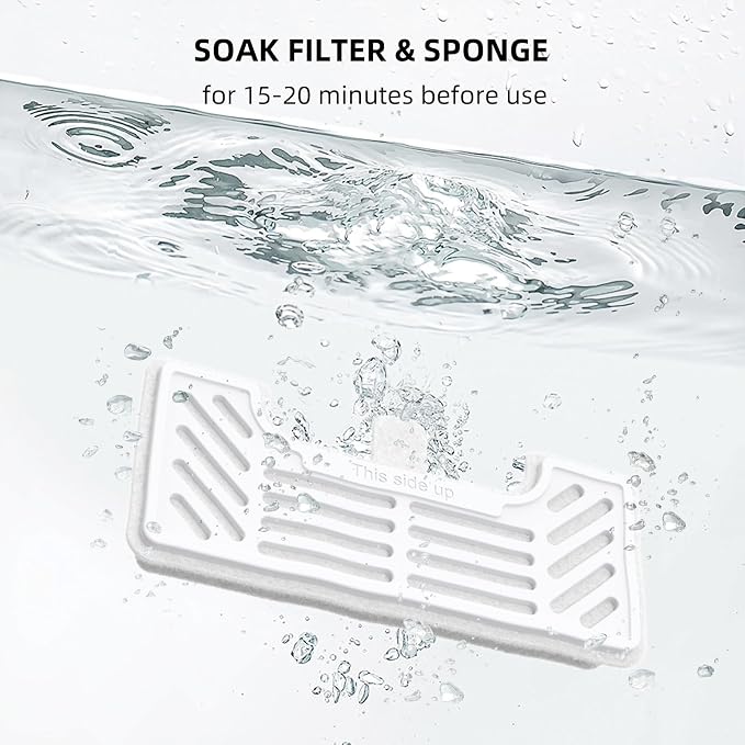 uahpet 6 Pack Replacement Filters & 8 Pack Replacement Filter Sponges for Stainless Steel Pet Fountain Pro (with Water Level Window Version), Water Fountain is not Included - Image 5