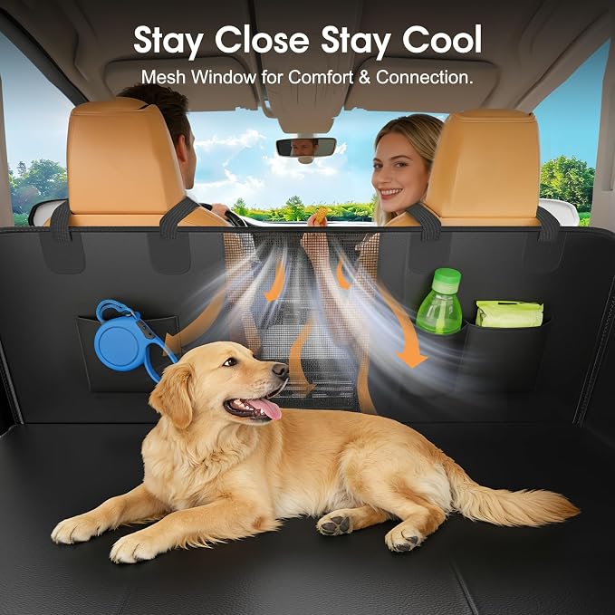 Hard Bottom Dog Car Seat Cover, 52"×65", Waterproof PU Leather | Stable Hard Bottom Support for Comfortable Rides with Large Dogs - Image 5