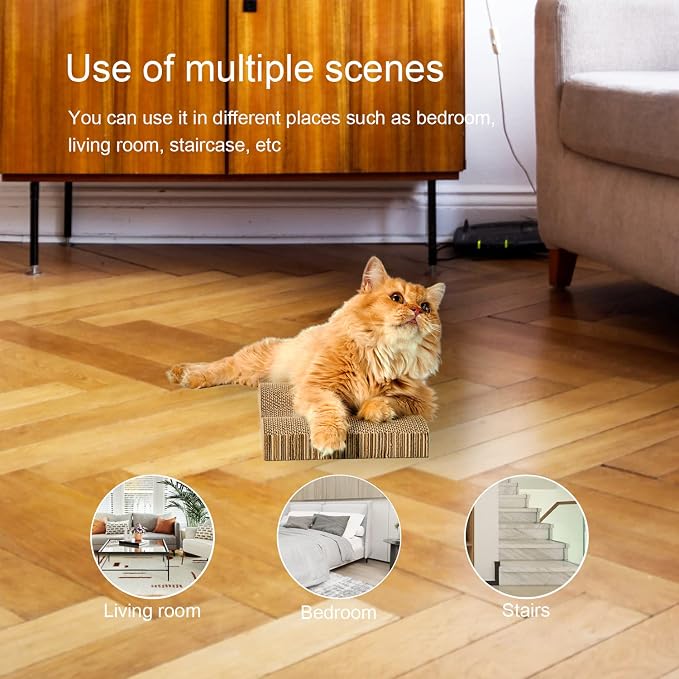 Cat Scratcher Pad Cardboard Scratch Box for Indoor Cats and Kittens | 2PCS in 1 Corrugated Scratching Board Reversible Durable with Catnip - Image 6