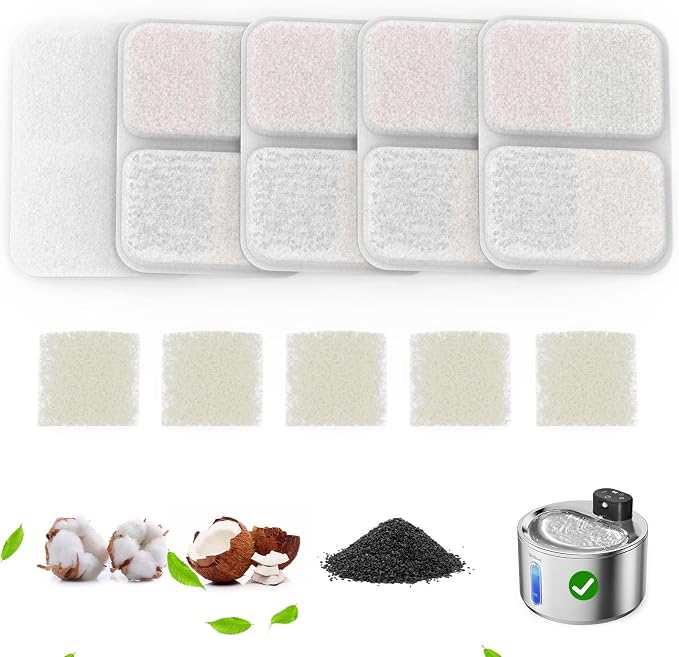 5 Pack Filters Replacement Filter for FS40, 6 Layer Filter | Suitable for FS40, Replace every 1-2 weeks, Fresher Water; 6 Filters + 6 Pump Filters by WILKIEE
