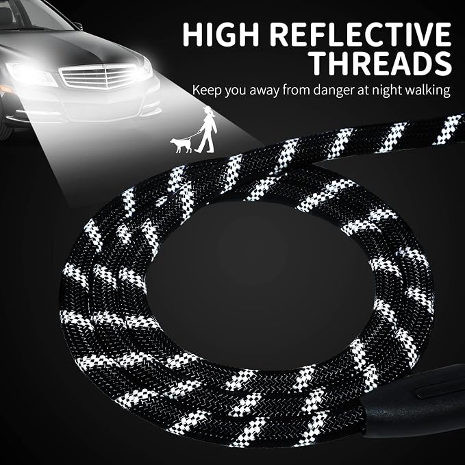 Long Dog Leash for Training 20Ft-Reflective Nylon Rope with Swivel Hook-Recall Agility Lead for Large Small Medium Dogs Outside Walking Hiking-Black - Image 3