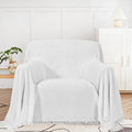 MYSKY HOME Couch Cover White Sofa Covers Small Chair Cover Geometrical Couch Recliner Cover for 1 Cushion Couch Washable Futon Sofa Throws Single Sofa Slipcovers for Dogs (Medium, 71" x 91", White) by MYSKYHOME