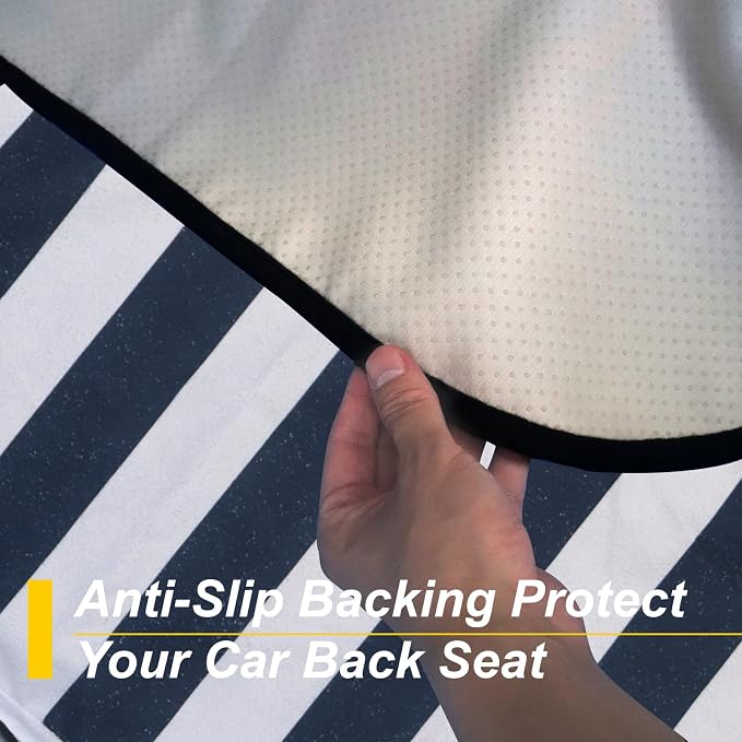 Back Seat Cover for Car Trucks Van SUV Jeep,Waterproof Rear Bench Towel Seat Covers for Dogs and Kids,Automotive Backseat Protector (Blue Stripe) - Image 5