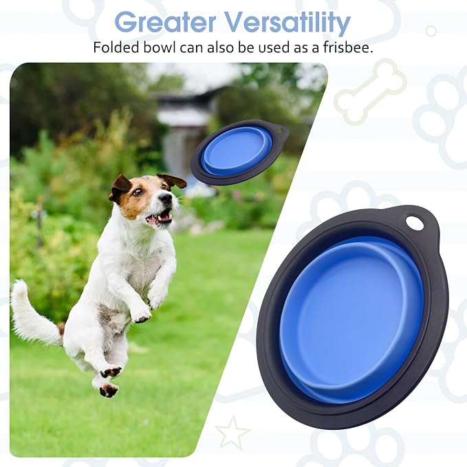 PINVNBY Elevated Portable Dog Bowl, Travel Raised Dog Stand with Collapsible Silicone Double Diner Puppy Bowls Non-Slip Dog Food Water Bowls Holder for Small Dogs and Cats - 14.6" L x 7.5" W x 3.9" H - Image 4