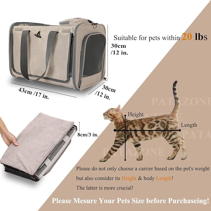 Soft Cats Carrier for Small Dogs Carriers Airline Approved Puppy Travel Bag Softsides Puppy Carry,Soft-Sided,Pets Small Animals Rabbits Bunny Outdoor (Khaki) - Image 2