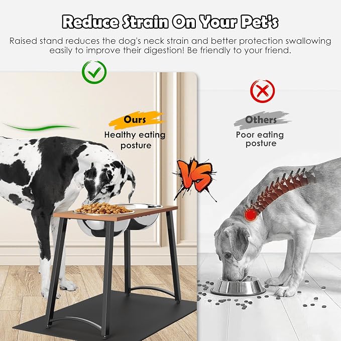 Elevated Dog Bowls for Large Dogs, Extra Large Breed, with Spill Proof Mat, Two 3000ML(13CUPS) Food & Water Bowls, Stable Raised Bowl, 18.1" Tall Dog Bowl Stand for XX Large Dogs - Image 3