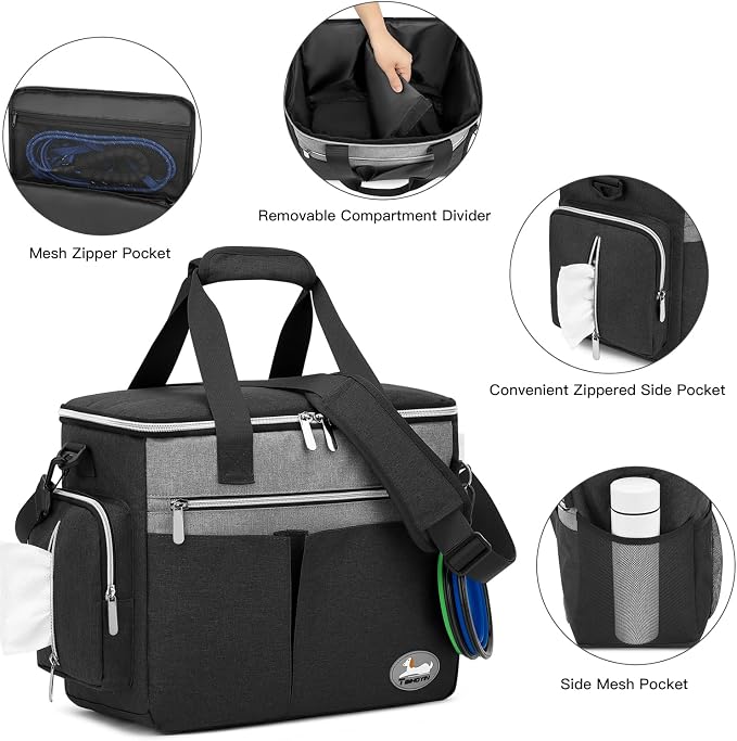 Dog Travel Bag for Pet Kit for Supplies with 2 Food Storage Containers 2 Collapsible Bowls 1 Feeding Mat 1 Dog Treat Pouch 7-Piece Set Perfect Road Trips Camping Weekend (Black) - Image 5