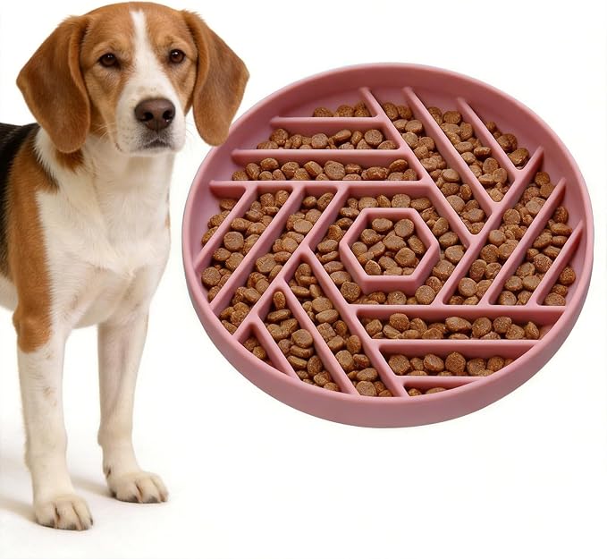 Silicone Slow Feeder Dog Bowl with Suction Base, Anti Choking Pet Bowl | for Small and Medium Dogs & Cats, Maze Design Non-Slip Food Grade Slow Eating Bowl to Prevent Bloating by koieam