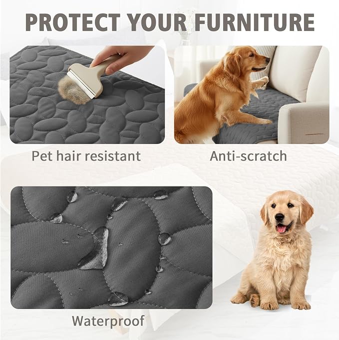 Ameritex Waterproof Pet Bed Cover Anti-Slip Dog Bed Blanket for Sofa and Furniture Waterproof New Pattern Design (Darkgrey, 30x90 Inch (Pack of 1)) - Image 2