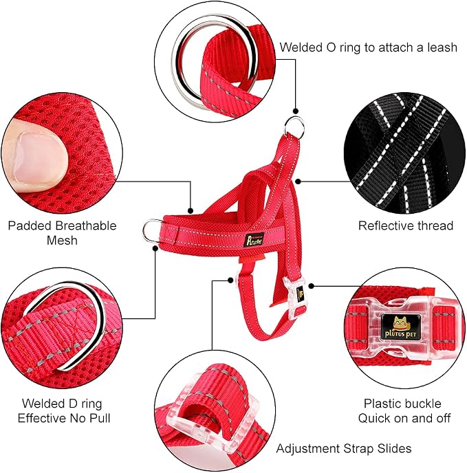 Plutus Pet No Pull Dog Harness for Puppy Small Dogs, Breathable Mesh Padded | Adjustable Reflective with Handle, Escape Proof, Quick Fit Pet Vest, Front Clip, for Training and Walking, Red, XS - Image 2