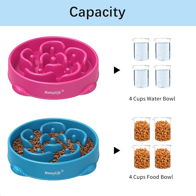 MateeyLife 2-Pack Slow Feeder Dog Bowls, 4 Cups, Dog Puzzle Feeder Bowl | Food-contact safe, dishwasher safe, non-slip base, maze design, for fast eaters, for dogs and cats, daily mealtimes - Image 5