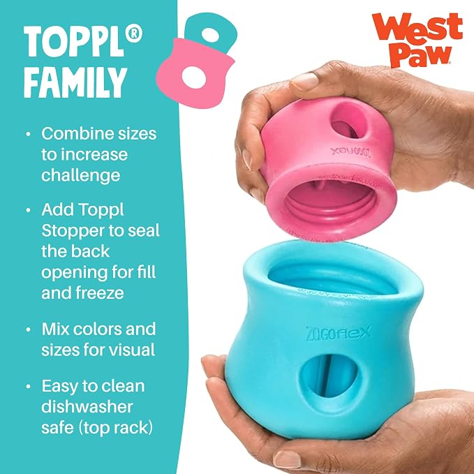 WEST PAW Zogoflex Toppl Interactive Treat Dispensing Puzzle Dog Toy for Mental Stimulation & Enrichment-Holds Kibble & Treats-Lickable, Freezable & Dishwasher Safe-Made in USA-Small-Teal - Image 7
