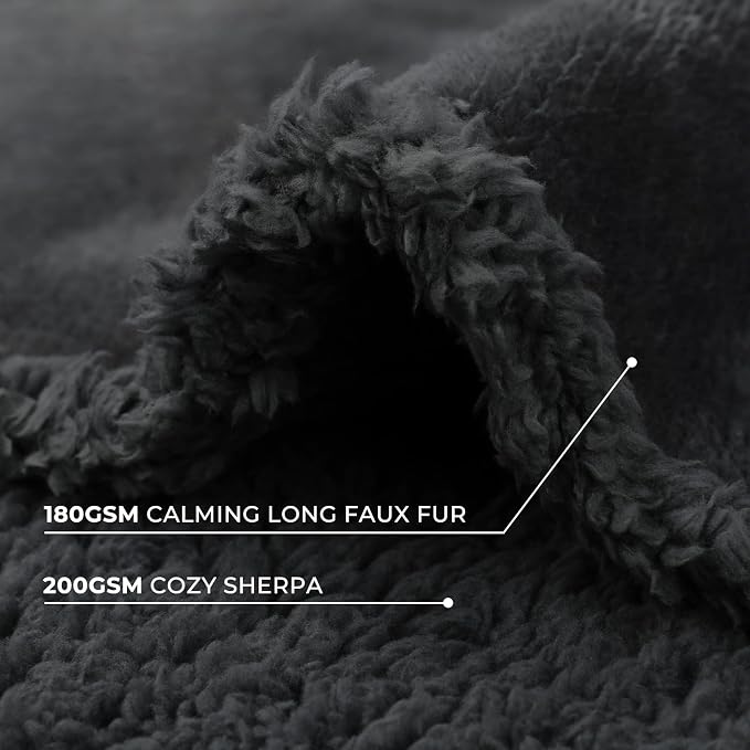 Luciphia Waterproof Bed Blanket Washable,Soft Sherpa Fleece Puppy Reversible Throw Blankets for Medium Large Dog Cat,Furniture Cover Protector Couch Bed from Liquid Pee and Pet Fur, Black,85" x 57" - Image 6