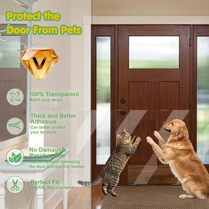 Door Protector Tape from Dog Scratching 6Inch x 118Inch | Dog Scratch Guard for Doors & Furniture –Transparent No-Residue Pet Scratch Protector - Image 3