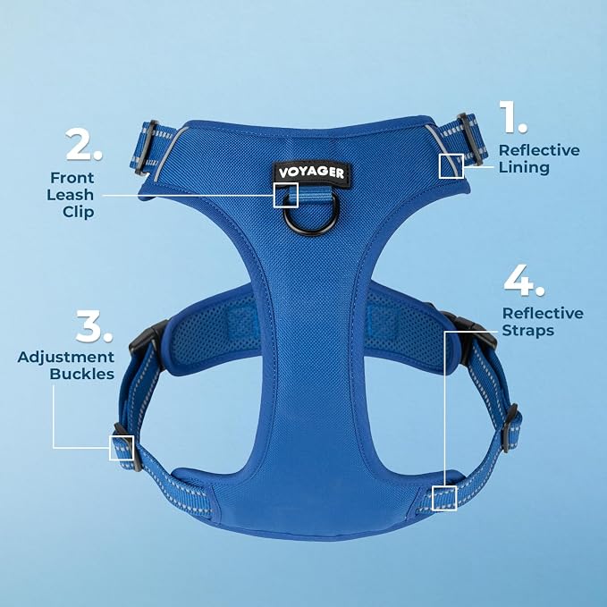 Voyager Dual Attachment No Pull Harness - Royal Blue, X-Small | 13 - 16" in Chest, No Pull Dog Harness, Fully Adjustable, 3M Reflective Technology, Front & Back D-Rings, Walking & Training - Image 3