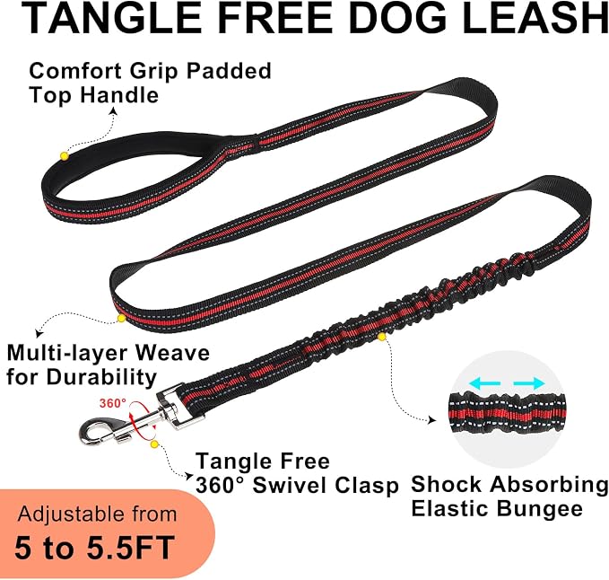 BEAUTYZOO Dog Harness Medium Sized and Leash Set, No Pull Step in Pet Vest | Breathable Mesh with Handle, Reflective, Adjustable No Choke Escape Proof, Lightweight, Easy Control for Walking, Red&Black M - Image 4