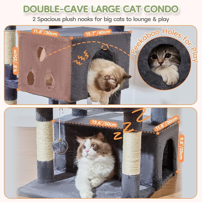 Taoqimiao 79in Cat Tree, Tall Large Cat Tower for Indoor Adult Cats S10G | Easy assembly, Sturdy, Multi Level, Easy Clean, Cozy Condo, Perches, Baskets, Suitable for Kittens and Adult Cats - Image 4