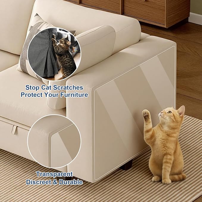 Anti Cat Scratch Furniture Protector, 14" Couch Protector from Cat Claws, Cats Couch Protector Couch Cat Scratch Protector Transparent Sofa Guard Shield Single Sided Sticky Tape, 20 Pack - Image 5