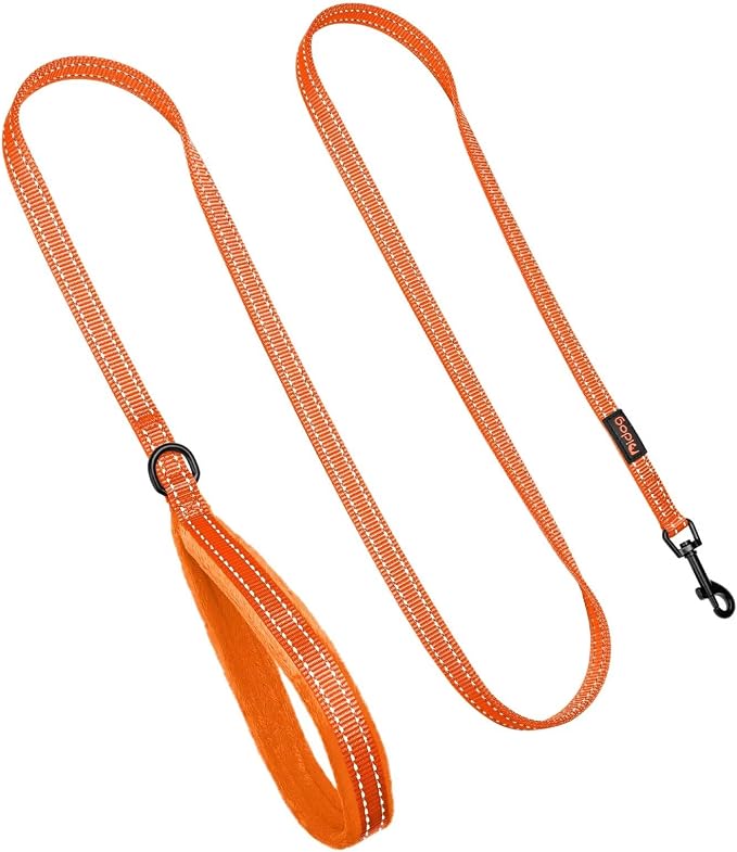 Didog 6FT Reflective Dog Leash for Small Medium Dogs,Slim 5/8" Width,Orange | Soft Padded Handle, Plush Comfort Grip, Tangle-Free, 360° Swivel Clasp for Daily Walking and Training, Night Safety - Image 4