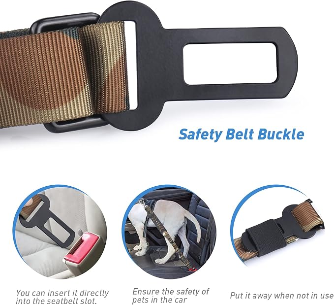 Hotsky Tactical Bungee Shock Absorbing No Pull Strong Dog Leash,CP,4-6FT | Heavy Duty for Medium Large Dogs That Pull up to 660 lb,with Padded Double Handle ＆ Car Seatbelt,360°Rotating Locking Clasp - Image 3