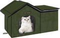 Outdoor Cat House for Feral Cats,Weatherproof & Insulated | Self-warming & waterproof insulated, with mat and canopy, sturdy support, easy assembly, winter shelter for feral cats, green by Rest-Eazzzy