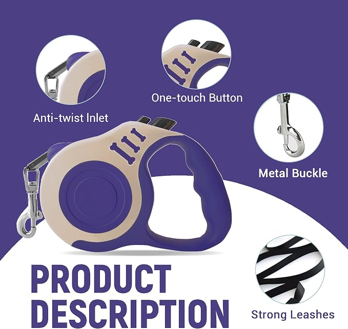 Retractable Dog Leash Automatic Telescopic Tractor Dog Tape | Pet Tape 10/16 FT Durable and Convenient, with Non-Slip Handle, Suitable for Small and Medium-Sized Dogs - Image 5