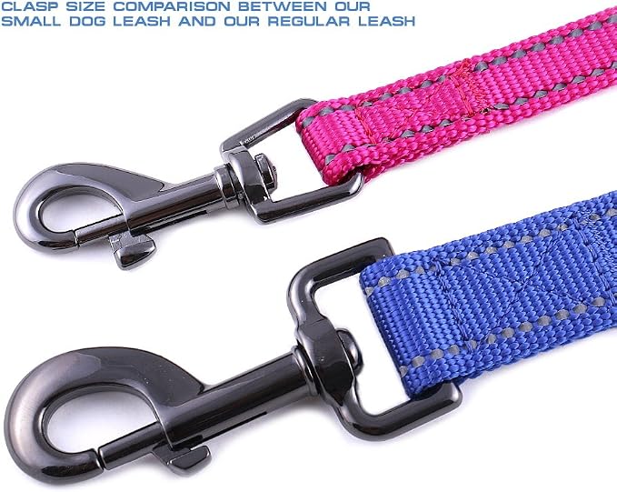 Max and Neo Small Dog Leash - Reflective Nylon, Donates to Dog Rescue (Pink, 4x5/8) - Image 2