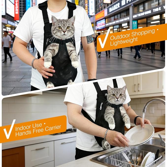 Pawaboo Pet Front Carrier Backpack for Small Medium Dogs | Legs Out Easy-fit,Adjustable Straps,Hands-Free,Soft Padded Support for Travel Hiking Cycling Camping,2.5-5Lbs,Black,S - Image 3