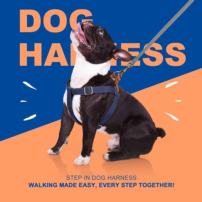 Step in Dog Harnes for Medium Dogs, Dark Blue, M, Chest 19-28" | Freedom Nylon Dog Halter Vests with Metal Buckles, Easy On and Off, Adjustable Straps, Escape-Proof, Easy Walking Training - Image 5