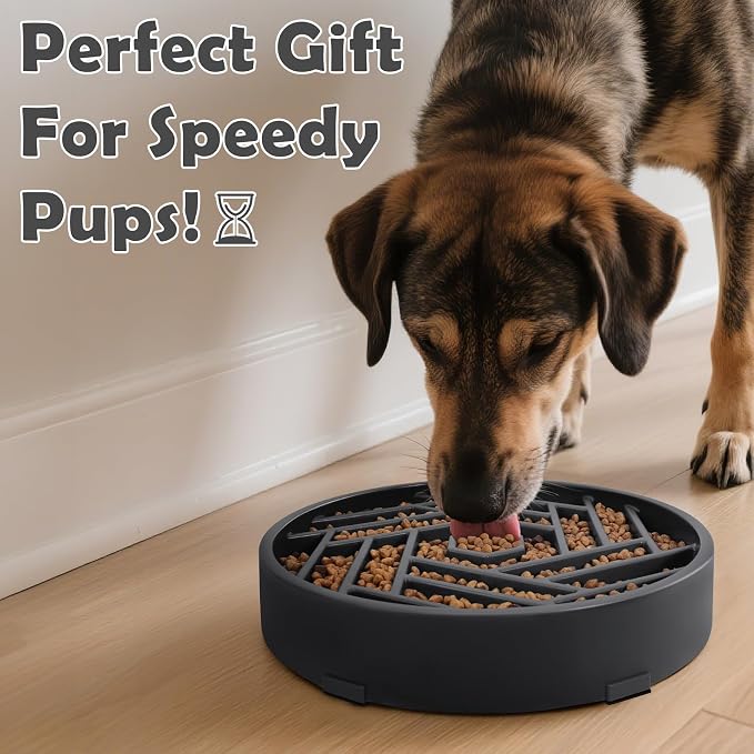 TOBYTO Slow Feeder Dog Bowls Large Medium Breed,Anti-Choking Slow Eating Dog Food Bowl,Non Slip Pet Slower Food Feeding Bowls Large Puzzle Slow Feeder Bloat Stop Maze Dog Dishes,Gray - Image 9
