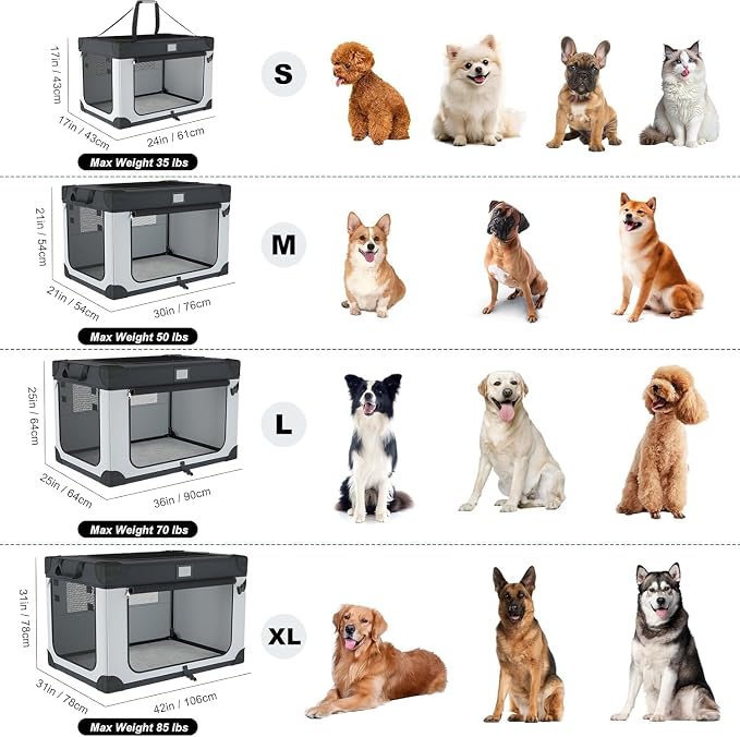 42 Inch Foldable Dog Travel Crate Black&White for Home and Car Use | Waterproof and Easy to Clean，Home & Car Use，Soft Blanket and Foldable Bowl,Storage Bag,Signature Card,Portable for Camping - Image 6