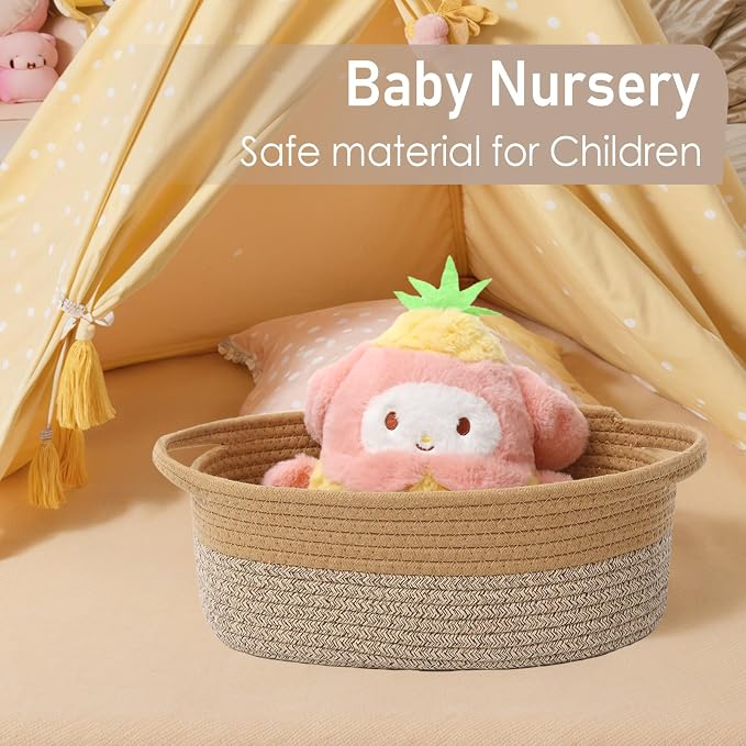 JMvicyroam Small Woven Basket, Empty Gift Basket, Jute&Brown/1 Pack | Small Gift Basket, Cotton Rope, 12 x 8 x 75 in, Handles, Includes Ribbon and Bag, Birthday Gift Basket - Image 5