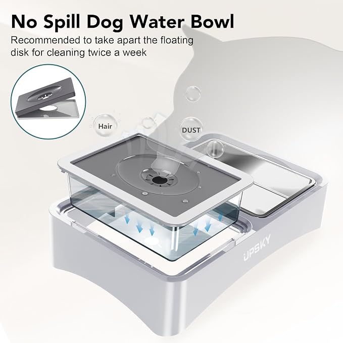 UPSKY 3-in-1 Elevated Dog Bowls Set with 4 Height Adjustable Stand, White | 304 Stainless Steel Bowl, No Spill Water Bowl, Slow Food Bowl, Anti-Slip, Dishwasher Safe, Suitable for Small Medium Dogs - Image 5
