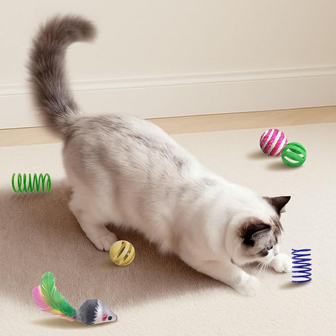 Cat Toys for Indoor Cats, 34 Pack Interactive Cat Toy Set for Kitten | Kitten Toys Variety Pack with Chew Toy, Spring, Mouse & Ball, Ideal for Enrichment, Boredom Relief and Self Play, Toy Bulk - Image 6