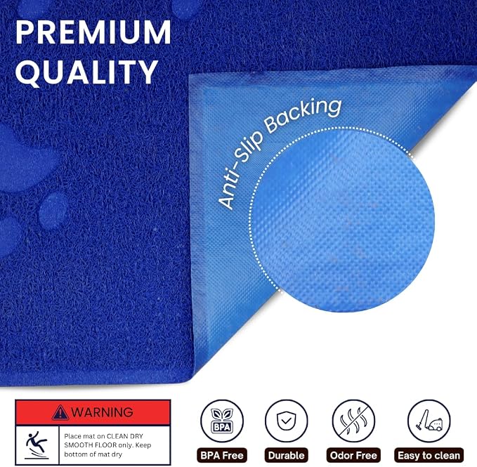 Andalus Jumbo Cat Litter Mat, Pack of 1 - Waterproof, Non-Slip & Easy to Clean Cat Litter Box Mat for Extra Efficient Pet Litter-Trapping, Blue (47” X 35”) - Image 2