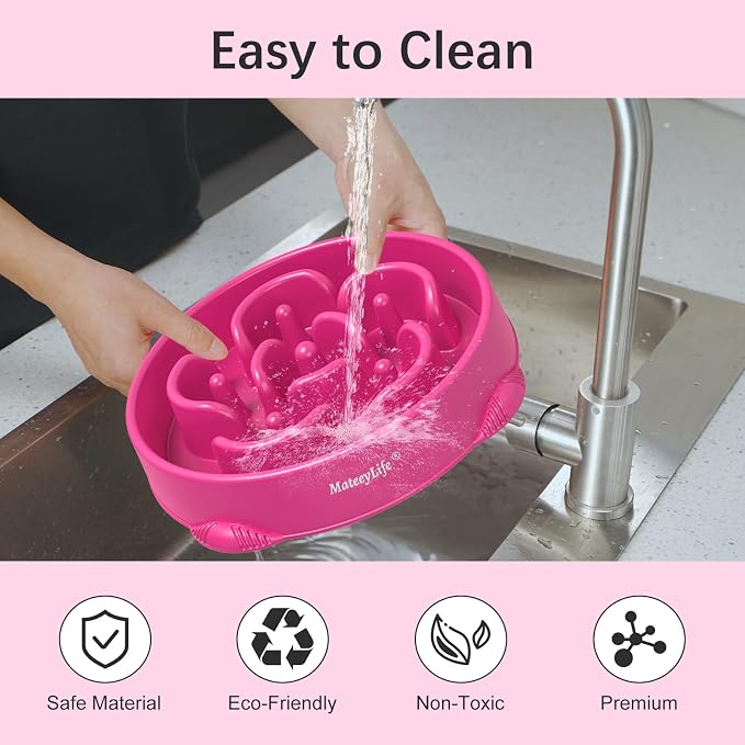 MateeyLife 1-Pack Slow Feeder Dog Bowls, 4 Cups, Dog Puzzle Feeder Bowl | Food-contact safe, dishwasher safe, non-slip base, maze design, for fast eaters, for dogs and cats, daily mealtimes - Image 7