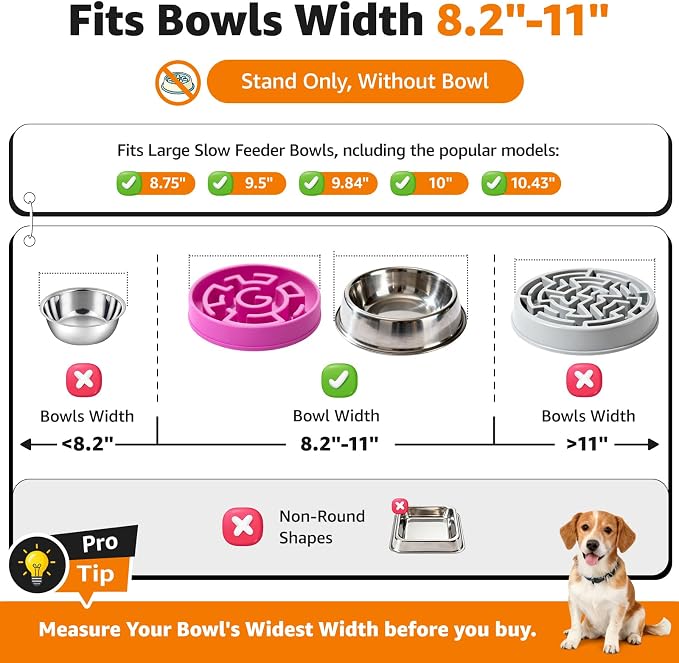 LOOBANI Elevated Dog Bowl Stand Adjustable 8.2"-11" Width for Large Seniors | for Senior & Arthritic Dogs, Reduces Neck Strain, Non-Slip Rubber Feet, Rust-Proof Stand, Easy Clean - Image 2