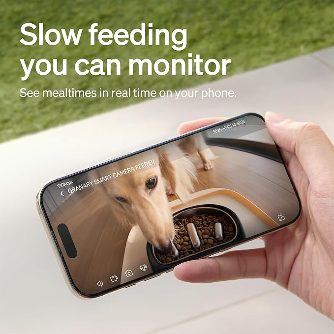 PETLIBRO Automatic Dog Feeder with Camera, Auto Cat Food Dispenser Slow Feeders Dogs Bowl, 1080P HD Video with Night Vision, 5G WiFi with 2-Way Audio, Stainless Steel Slow Food Tray for Small Dogs - Image 3