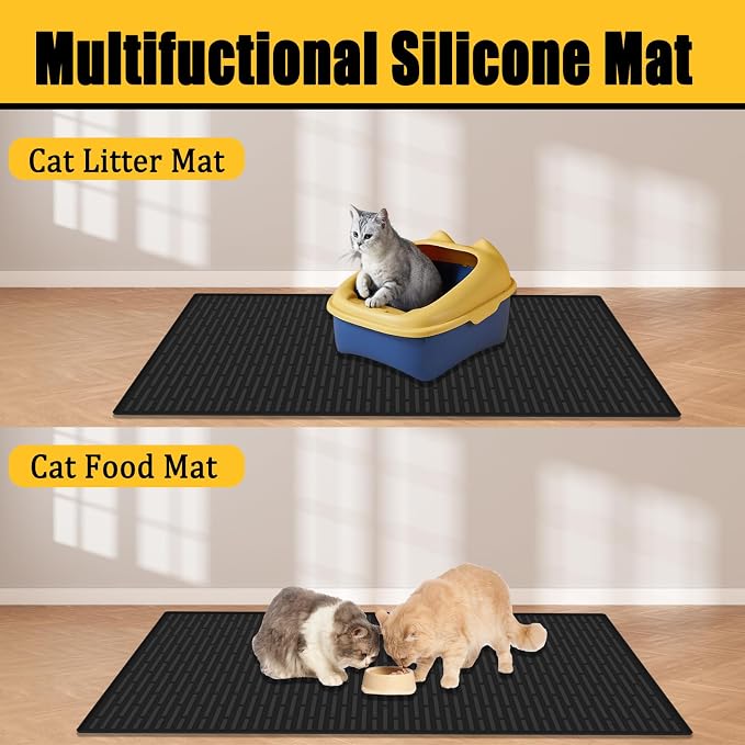 40"x30"(100cmx75cm) Extra Large Silicone Cat Litter Mat, XXL Litter Trapping Mat for Under Litter Box, Non-Slip Waterproof Kitty Litter Catcher, Easy to Clean Mat for Cats, Gray Green - Image 7