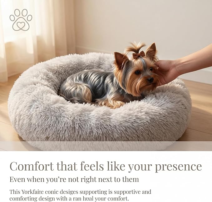 nononfish Soft Donut Dog Bed,Cozy Calming Pet Bed for Small Dogs | Soft plush donut bed designed for comfortable everyday pet rest. - Image 2
