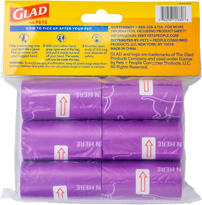 Glad for Pets Scented Dog Waste Bags, Lavender Scent, Purple, 90 Count | Tear-resistant with leak protection, fresh lavender scent, fun purple design, 6 rolls, heavy-duty daily use - Image 8