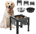 Lewondr Elevated Slow Feeder Dog Bowls with 3 Heights Adjustable Stand | Stainless Steel & Slow Feeder Bowls, Adjustable Dog Slow Feeder Bowl Non-Slip Dog Bowl Stand for Medium Large Breed by Lewondr