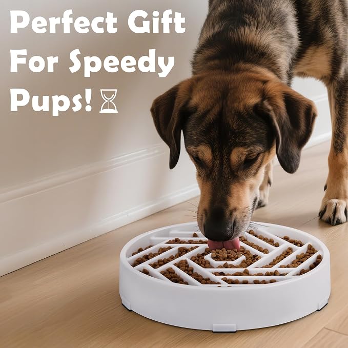 TOBYTO Slow Feeder Dog Bowls Large Medium Breed,Anti-Choking Slow Eating Dog Food Bowl,Non Slip Pet Slower Food Feeding Bowls Large Puzzle Slow Feeder Bloat Stop Maze Dog Dishes,White - Image 9