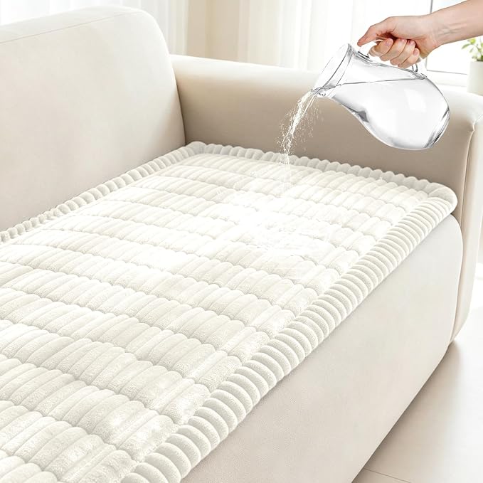 Leakproof Couch Cover for Dogs, Non Slip Washable Sofa Protector | Stain-Resistant Window Seat Cushions Chair Mat Car Seat Cover for Kids Pets (Off-White 27.6" x 59") by Wnote