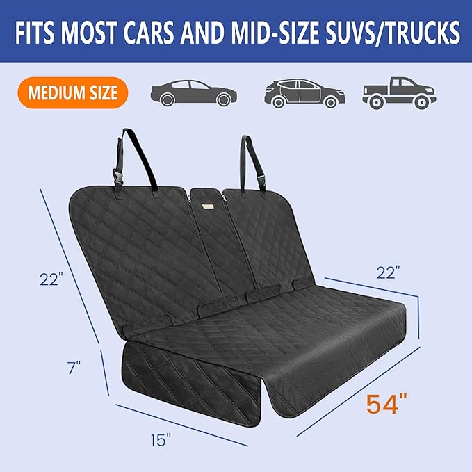 ALLANSING Back Seat Cover - 900D Oxford Waterproof Car Seat Protector, Fits Cars/SUVs/Trucks, Split Bench, Non-Slip, for Messy Kids & Drooling Dogs, Easy Clean(Black) - Image 6
