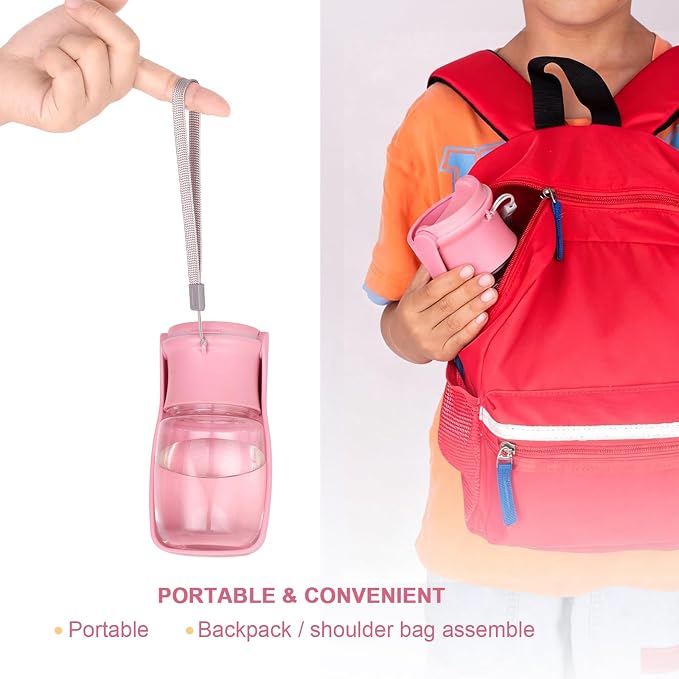 Portable Dog Water Bottle, Foldable Dog Water Bottle Leak Proof Dispenser for Puppy Small Medium Large Dogs, Pet Drink Cup for Walking Hiking Traveling(Pink,12oz) - Image 5