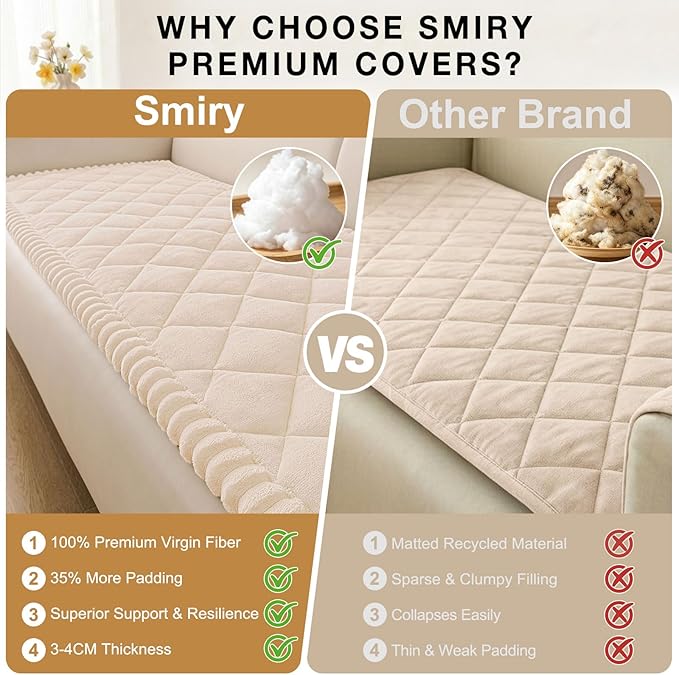 Smiry Non Slip Couch Cover for Dogs, Fuzzy Plush Pet Sofa Protector | Washable Furniture Cover for Large Dogs & Cats, Scratch & Dirt Resistant, For 2 Cushion Couch, Apricot, 35.4"x63" - Image 4