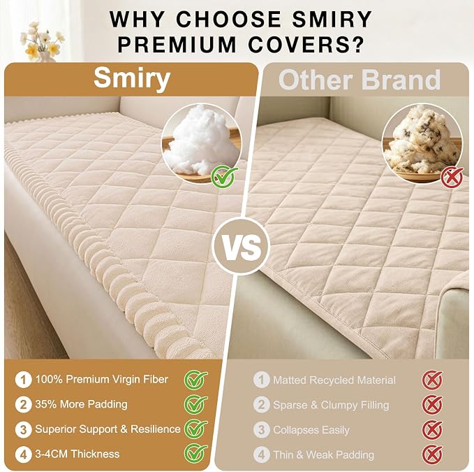 Smiry Non Slip Couch Cover for Dogs, Fuzzy Plush Pet Sofa Protector | Washable Furniture Cover for Large Dogs & Cats, Scratch & Dirt Resistant, For 3 Cushion Couch, Apricot, 27.6"x95" - Image 4
